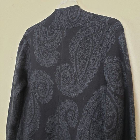 Cynthia Rowley Zip Front Gray Paisley Mock Neck Sweater Cardigan - Medium - Picture 11 of 11